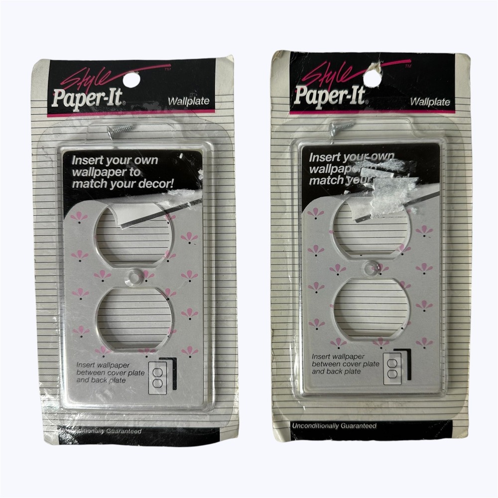 2 Vintage 1993 AmerTac Style Paper-It‎ Customizable Duplex Wallplate Covers